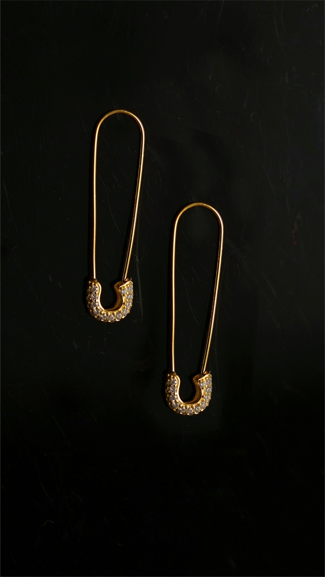 Rhinestones Pin Hoop Earrings